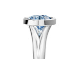 White gold Bezel Set Fancy Blue Round  Solitaire Diamond Ring with Smooth Band 5