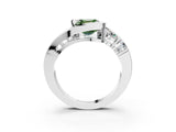 White gold Bezel Set Fancy Green Asscher Cut Diamond Split Shank Ring_27