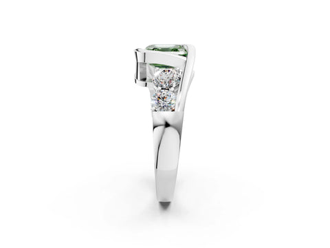 White gold Bezel Set Fancy Green Asscher Cut Diamond Split Shank Ring_2
