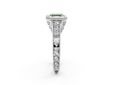White gold Bezel Set Fancy Green Asscher  Diamond Milgrain Pave Engagement Ring_19