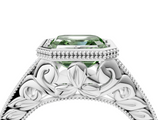 White gold Bezel Set Fancy Green Asscher  Diamond Milgrain Pave Engagement Ring_20