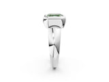 White gold Bezel Set Fancy Green Asscher  Solitaire Ring with Wide Band 4