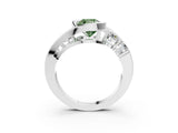 White gold Bezel Set Fancy Green Cushion Cut Diamond Split Shank Ring_51