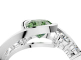 White gold Bezel Set Fancy Green Cushion Cut Diamond Split Shank Ring_52