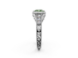 White gold Bezel Set Fancy Green Cushion  Diamond Milgrain Pave Engagement Ring_35