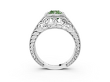White gold Bezel Set Fancy Green Cushion  Diamond Milgrain Pave Engagement Ring_36