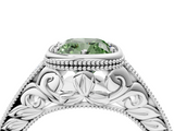 White gold Bezel Set Fancy Green Cushion  Diamond Milgrain Pave Engagement Ring_37
