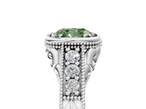 White gold Bezel Set Fancy Green Cushion  Diamond Milgrain Pave Engagement Ring_38