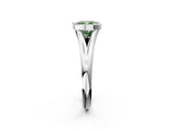 White gold Bezel Set Fancy Green Cushion  Solitaire Diamond Ring with Smooth Band 3