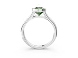 White gold Bezel Set Fancy Green Cushion  Solitaire Diamond Ring with Smooth Band 4