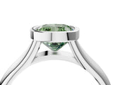 White gold Bezel Set Fancy Green Cushion  Solitaire Diamond Ring with Smooth Band 5