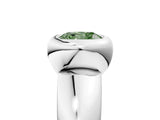 White gold Bezel Set Fancy Green Cushion  Solitaire Ring with Wide Band 1