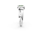 White gold Bezel Set Fancy Green Cushion  Solitaire Ring with Wide Band 4