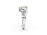 White gold Bezel Set Fancy Green Emerald Cut Diamond Split Shank Ring_14