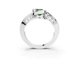 White gold Bezel Set Fancy Green Emerald Cut Diamond Split Shank Ring_15
