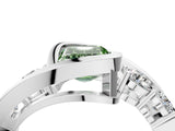 White gold Bezel Set Fancy Green Emerald Cut Diamond Split Shank Ring_16