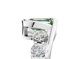 White gold Bezel Set Fancy Green Emerald Cut Diamond Split Shank Ring_17