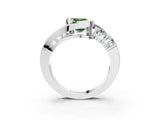 White gold Bezel Set Fancy Green Emerald Cut Diamond Split Shank Ring_3