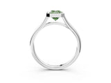 White gold Bezel Set Fancy Green Emerald  Cut Solitaire Ring with Tapered Band 3