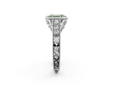 White gold Bezel Set Fancy Green Emerald  Diamond Milgrain Pave Engagement Ring_34
