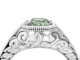 White gold Bezel Set Fancy Green Emerald  Diamond Milgrain Pave Engagement Ring_36
