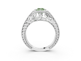 White gold Bezel Set Fancy Green Emerald  Diamond Milgrain Pave Engagement Ring_36