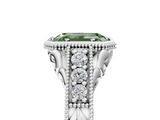 White gold Bezel Set Fancy Green Emerald  Diamond Milgrain Pave Engagement Ring_38