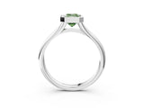 White gold Bezel Set Fancy Green Emerald  Solitaire Diamond Ring with Smooth Band 3