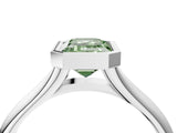 White gold Bezel Set Fancy Green Emerald  Solitaire Diamond Ring with Smooth Band 4