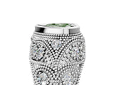 White gold Bezel Set Fancy Green Heart Cut Diamond Milgrain Band Ring_5