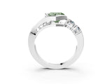 White gold Bezel Set Fancy Green Heart Cut Diamond Split Shank Ring_27