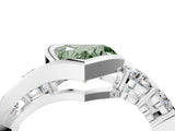 White gold Bezel Set Fancy Green Heart Cut Diamond Split Shank Ring_28