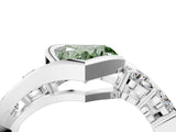 White gold Bezel Set Fancy Green Heart Cut Diamond Split Shank Ring_46