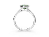 White gold Bezel Set Fancy Green Heart  Solitaire Diamond Ring with Smooth Band 4