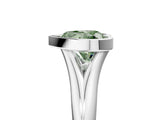 White gold Bezel Set Fancy Green Heart  Solitaire Diamond Ring with Smooth Band