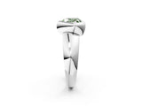 White gold Bezel Set Fancy Green Heart  Solitaire Ring with Wide Band 2