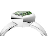 White gold Bezel Set Fancy Green Heart  Solitaire Ring with Wide Band 4