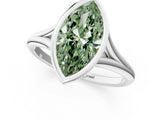 White gold Bezel Set Fancy Green Marquise  Cut Solitaire Ring with Tapered Band 2