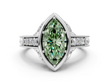 White gold Bezel Set Fancy Green Marquise  Diamond Milgrain Pave Engagement Ring_33