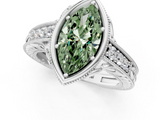 White gold Bezel Set Fancy Green Marquise  Diamond Milgrain Pave Engagement Ring_35