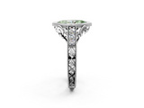 White gold Bezel Set Fancy Green Marquise  Diamond Milgrain Pave Engagement Ring_36
