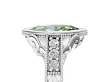 White gold Bezel Set Fancy Green Marquise  Diamond Milgrain Pave Engagement Ring_39