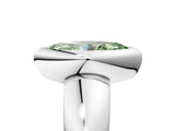 White gold Bezel Set Fancy Green Marquise  Solitaire Ring with Wide Band