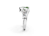 White gold Bezel Set Fancy Green Oval Cut Diamond Split Shank Ring_26