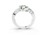 White gold Bezel Set Fancy Green Oval Cut Diamond Split Shank Ring_27