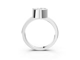White gold Bezel Set Fancy Green Oval Cut Solitaire Engagement Ring with Classic Band_3