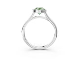 White gold Bezel Set Fancy Green Oval  Cut Solitaire Ring with Tapered Band 4