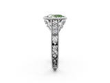 White gold Bezel Set Fancy Green Oval  Diamond Milgrain Pave Engagement Ring_35