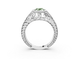 White gold Bezel Set Fancy Green Oval  Diamond Milgrain Pave Engagement Ring_36