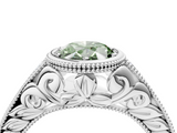 White gold Bezel Set Fancy Green Oval  Diamond Milgrain Pave Engagement Ring_37